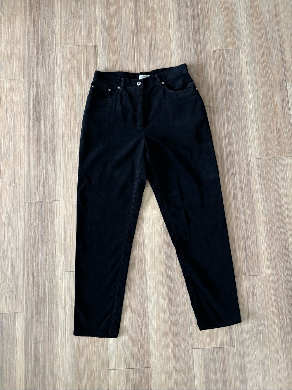 VTG Ann Taylor Pants Velvet Black High Rise Straight Leg Cotton 12P Classic 90s